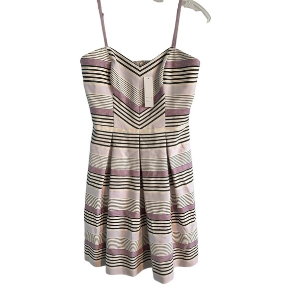 White House Black Market Dress Linen Cotton Striped With Pockets Size 4 NWT - Picture 1 of 11